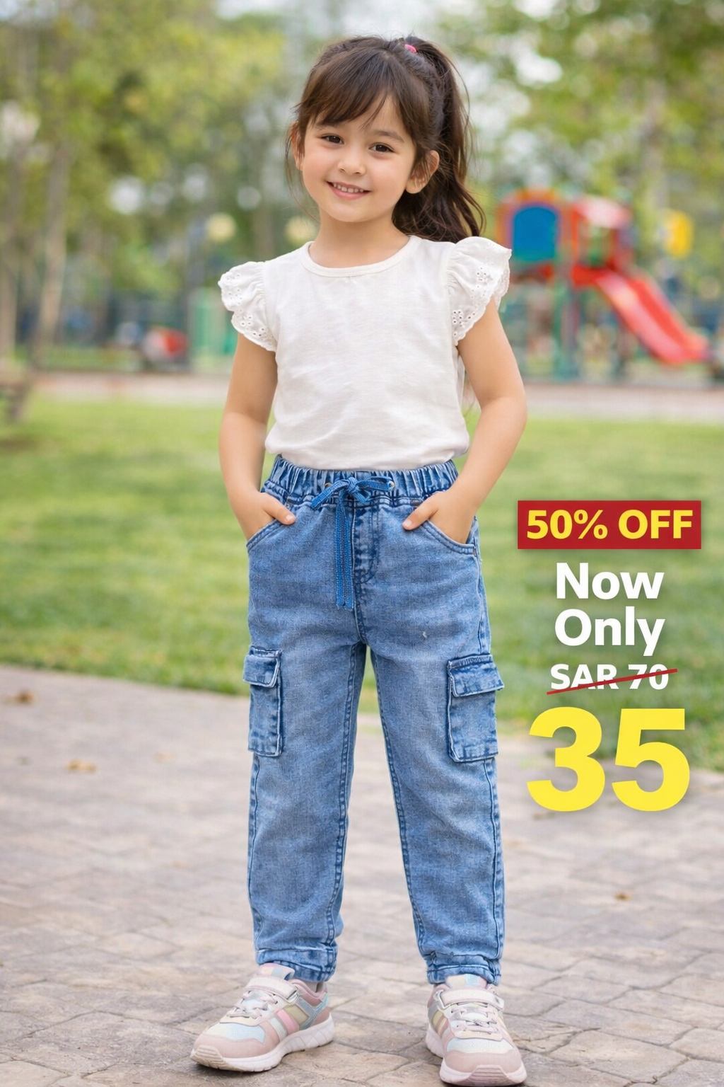 Denim Jogger Pants for Girls – Stylish & Comfortable for Girls