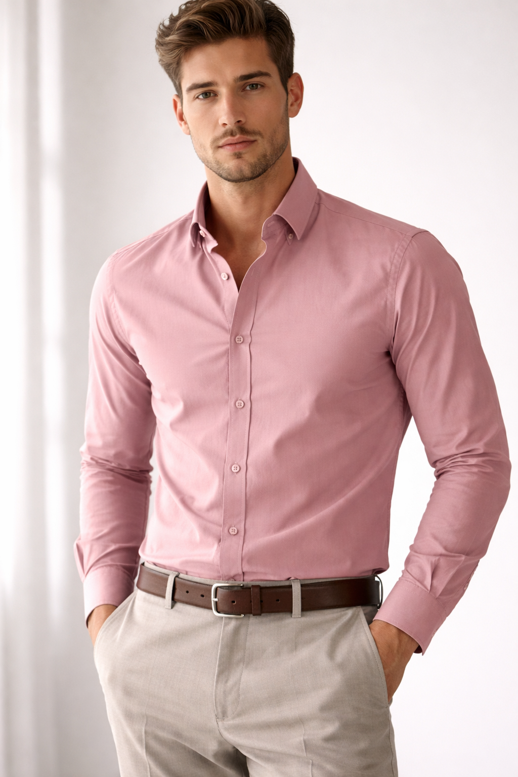 Men’s Premium Slim-Fit Long Sleeve Dress Shirt (S–XXL) | Made in Bangladesh