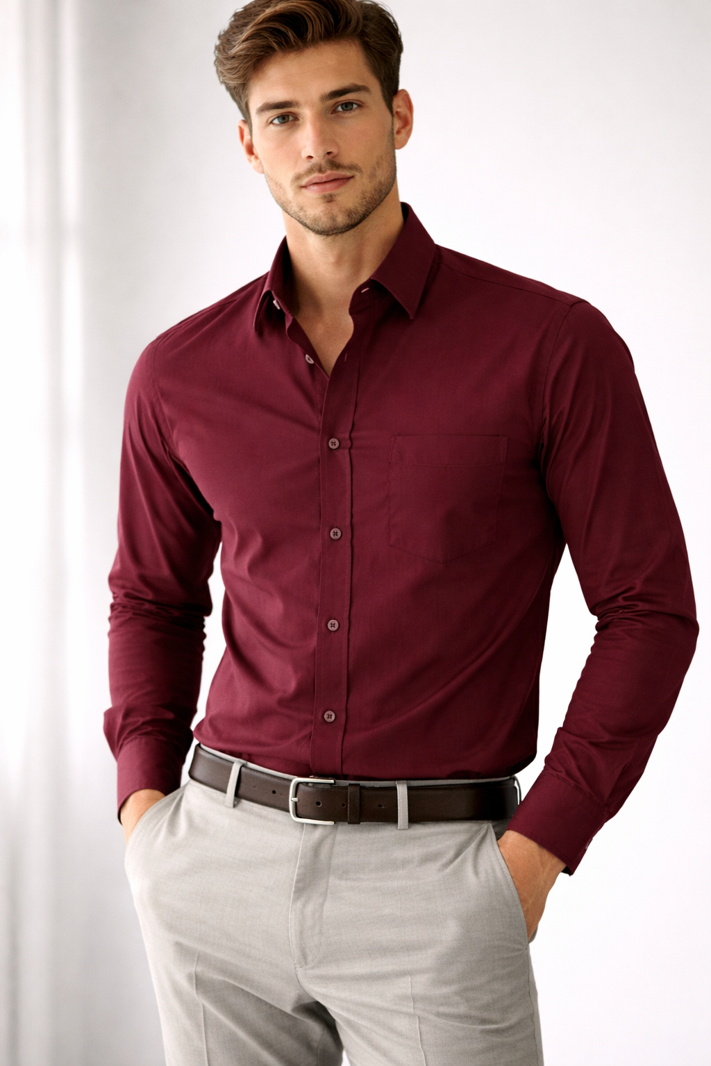 Men’s Premium Slim-Fit Long Sleeve Dress Shirt (S–XXL) | Made in Bangladesh