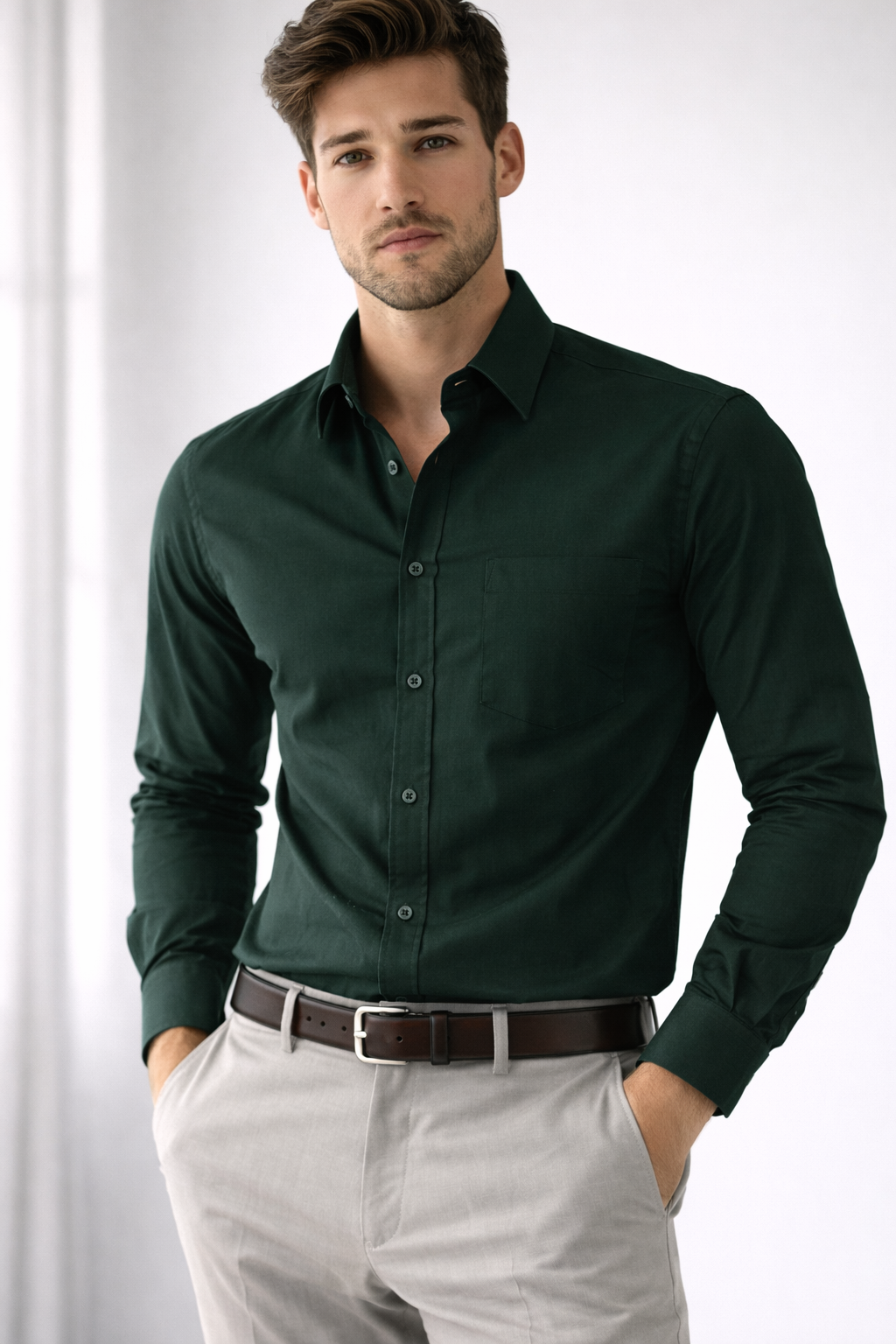 Men’s Premium Slim-Fit Long Sleeve Dress Shirt (S–XXL) | Made in Bangladesh