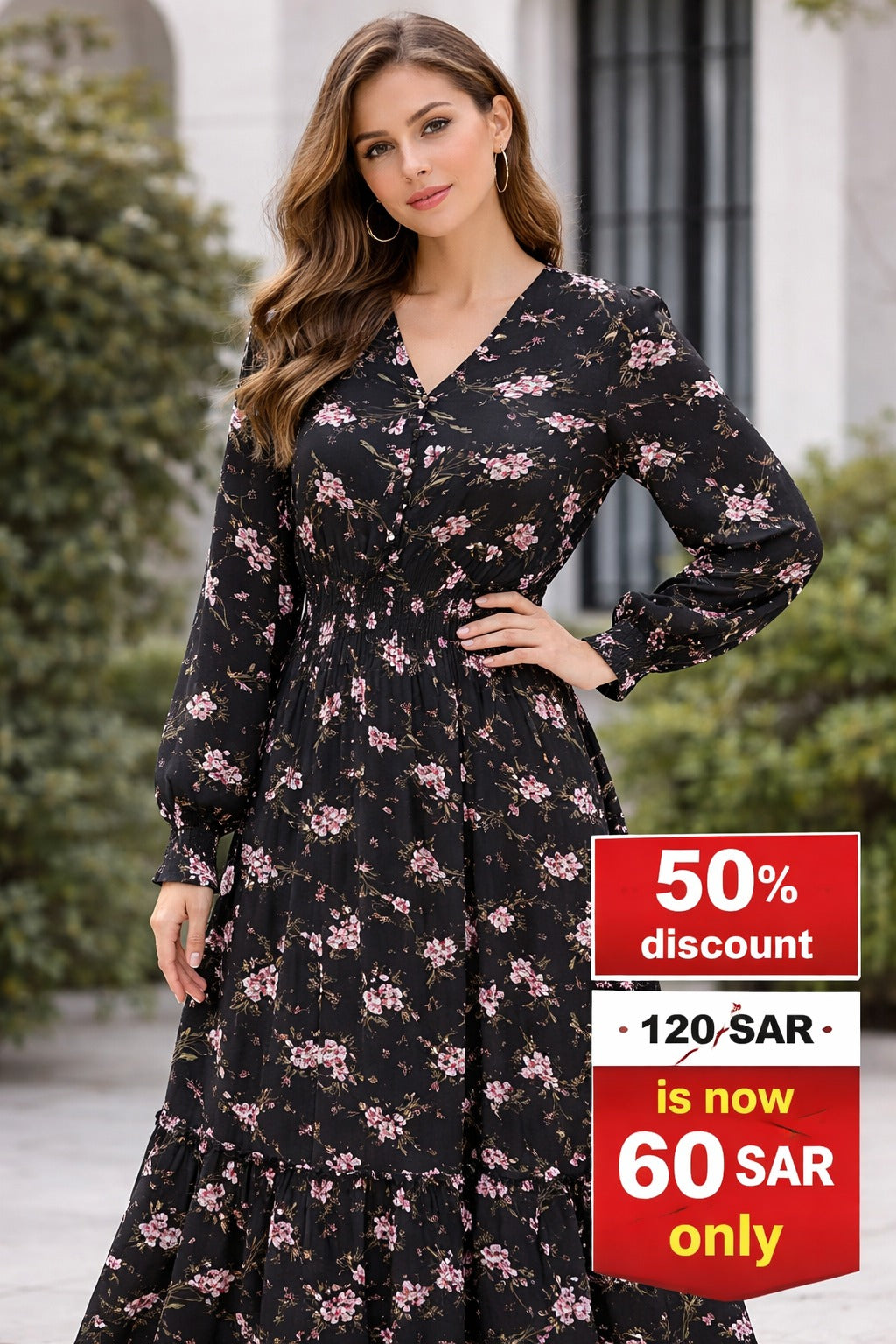 VIP Thin Print Georgette Party Dress | فستان جورجيت مطبوع خفيف VIP للحفلات